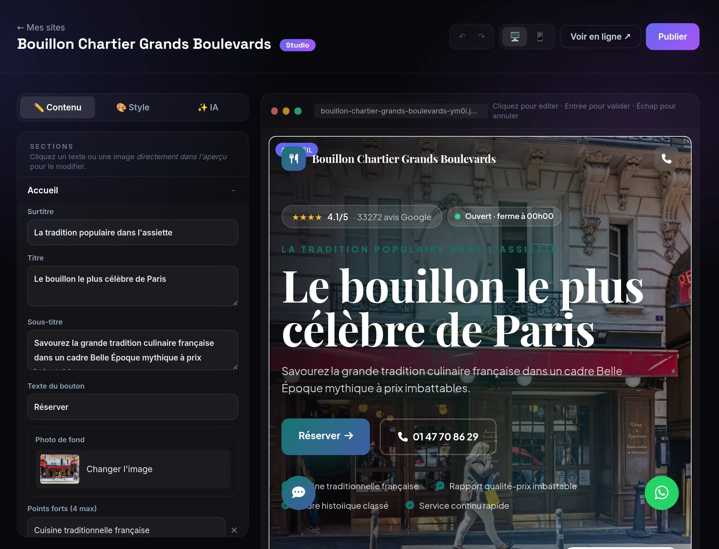 Le Studio Joow : édition directe du site